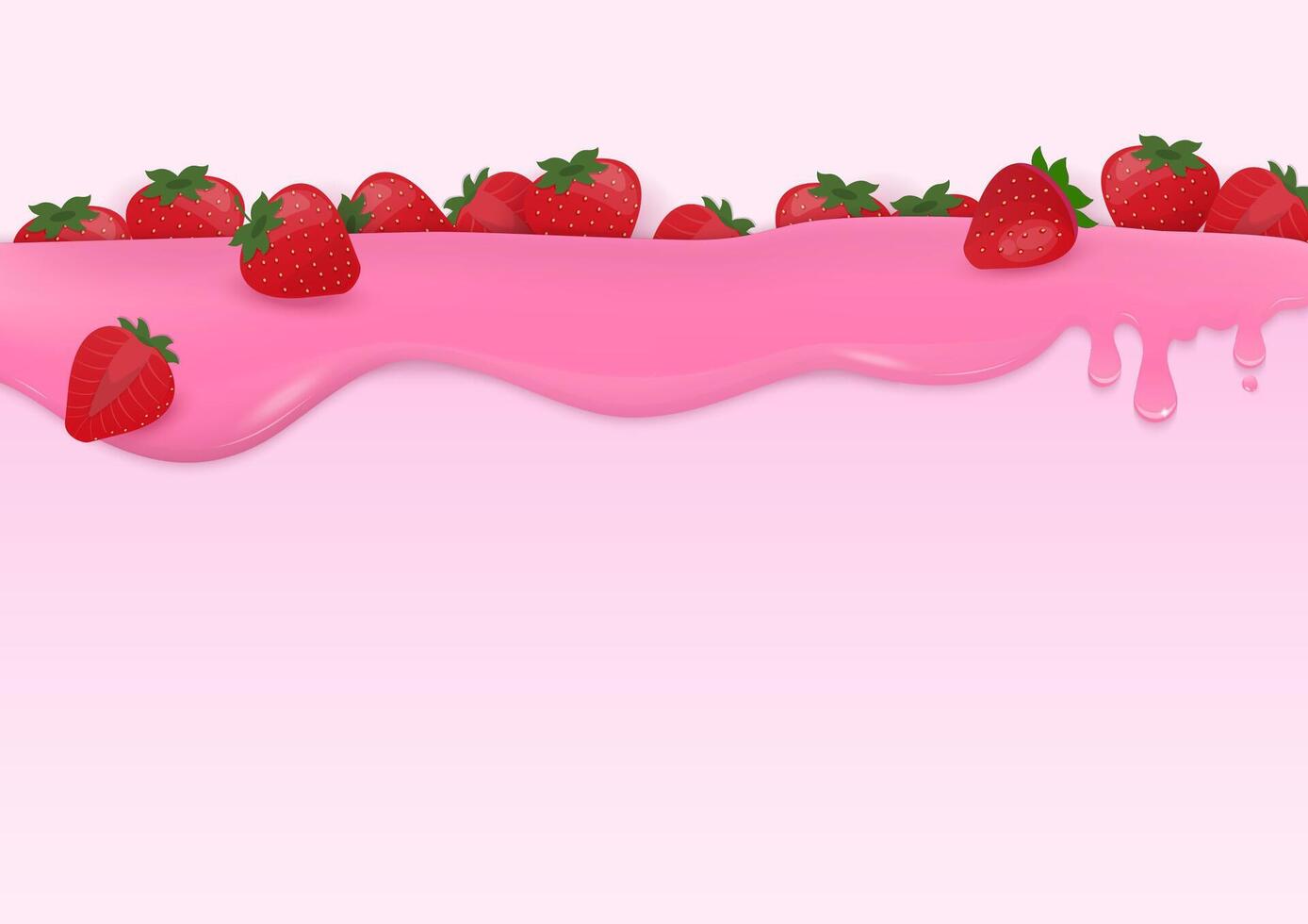 Strawberries flowing on glazed liquid vector