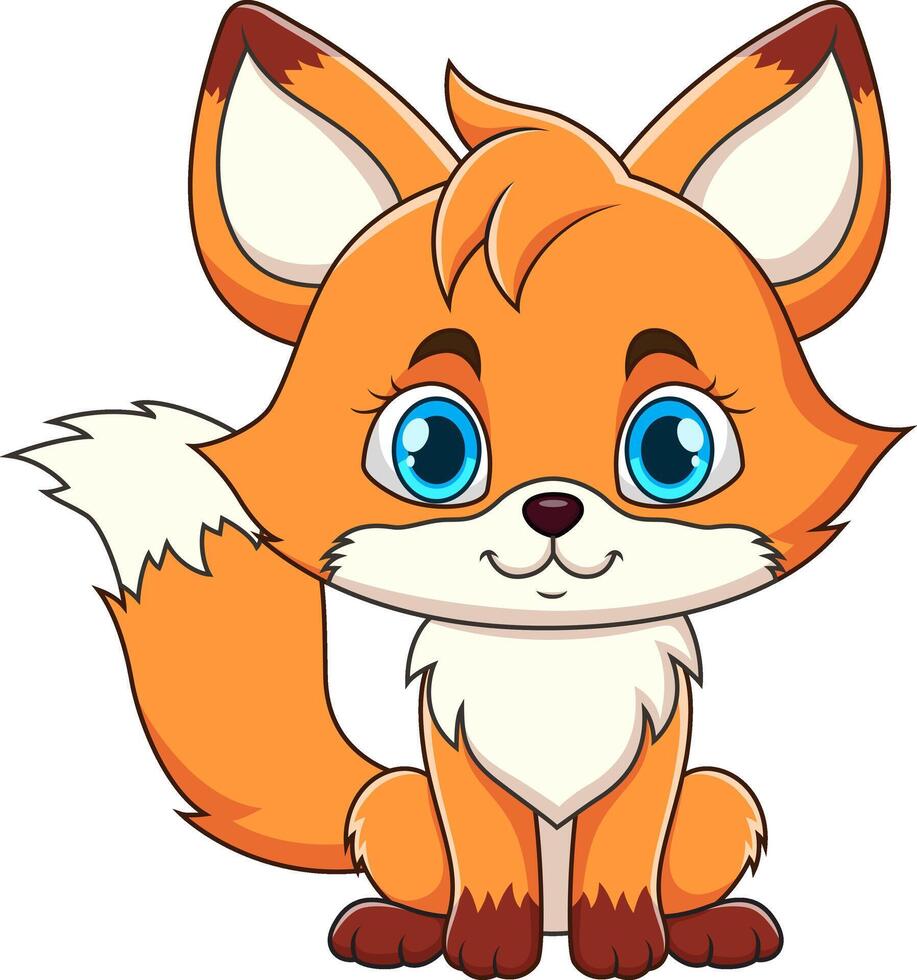 cartoon illustration of a fox smiling sweetly vector