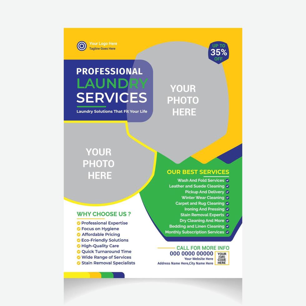 Professional Laundry Services Flyer template vector