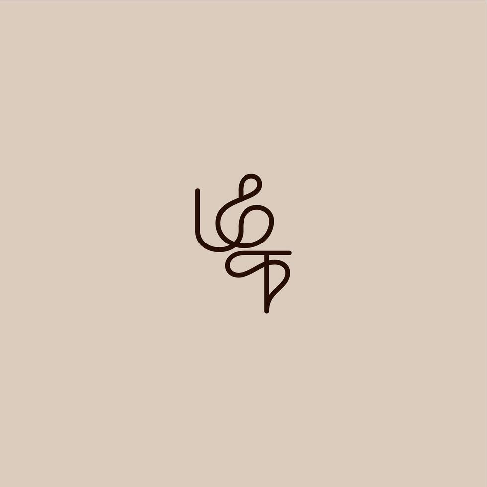 luxurious organic style and elegant concept UT wedding typography monogram letter dynamic line initial vector