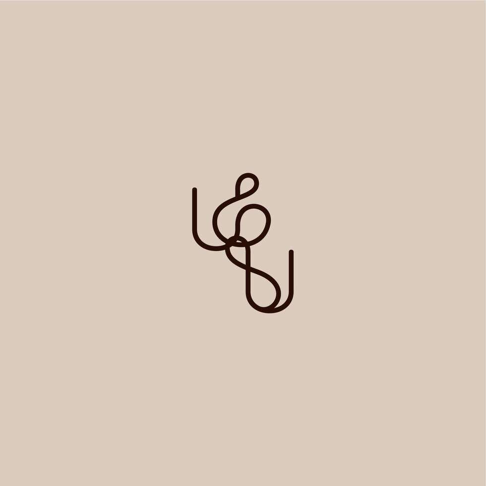 luxurious organic style and elegant concept UU wedding typography monogram letter dynamic line initial vector