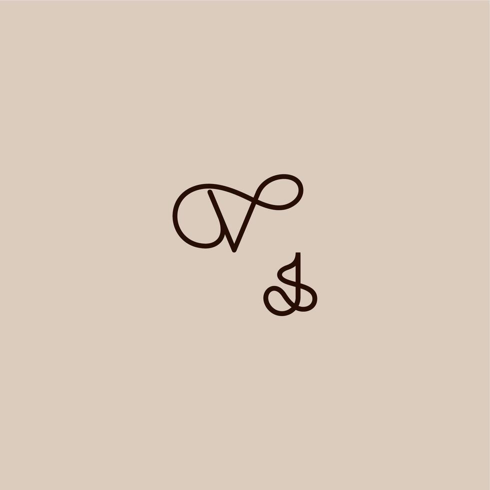 luxurious organic style and elegant concept VJ wedding typography monogram letter dynamic line initial vector