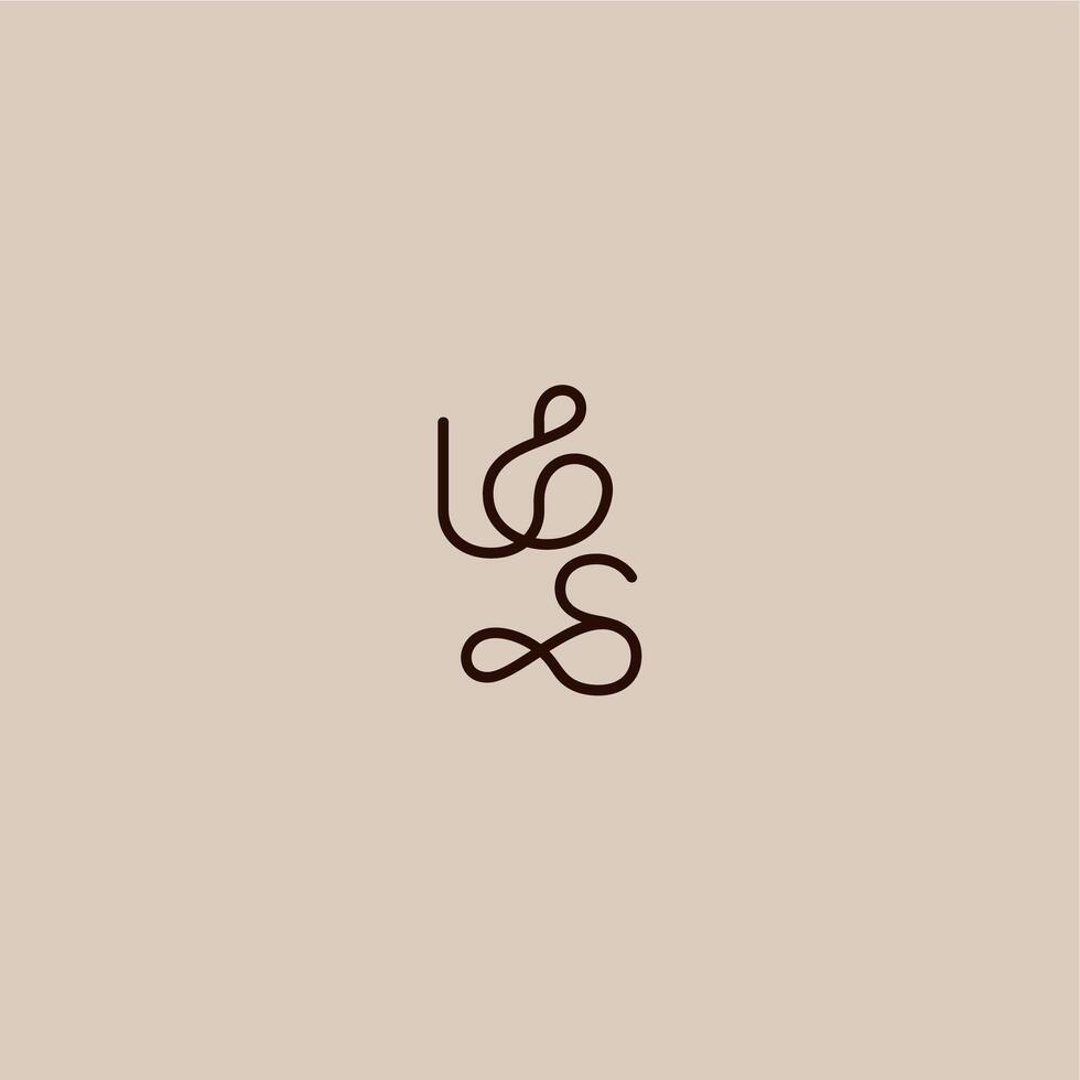 luxurious organic style and elegant concept US wedding typography monogram letter dynamic line initial vector