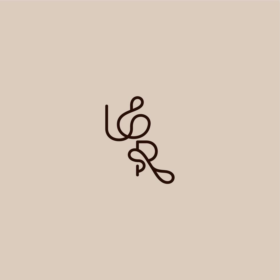 luxurious organic style and elegant concept UR wedding typography monogram letter dynamic line initial vector