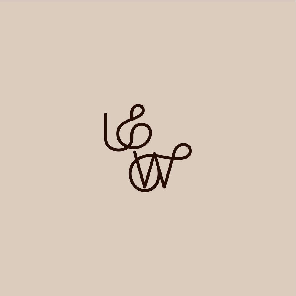 luxurious organic style and elegant concept UW wedding typography monogram letter dynamic line initial vector