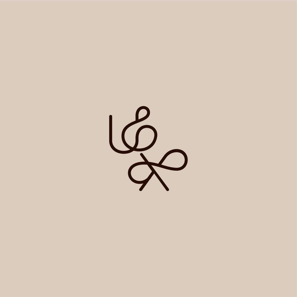 luxurious organic style and elegant concept UX wedding typography monogram letter dynamic line initial vector