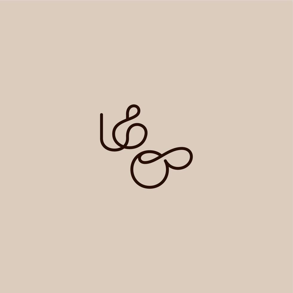 luxurious organic style and elegant concept UO wedding typography monogram letter dynamic line initial vector
