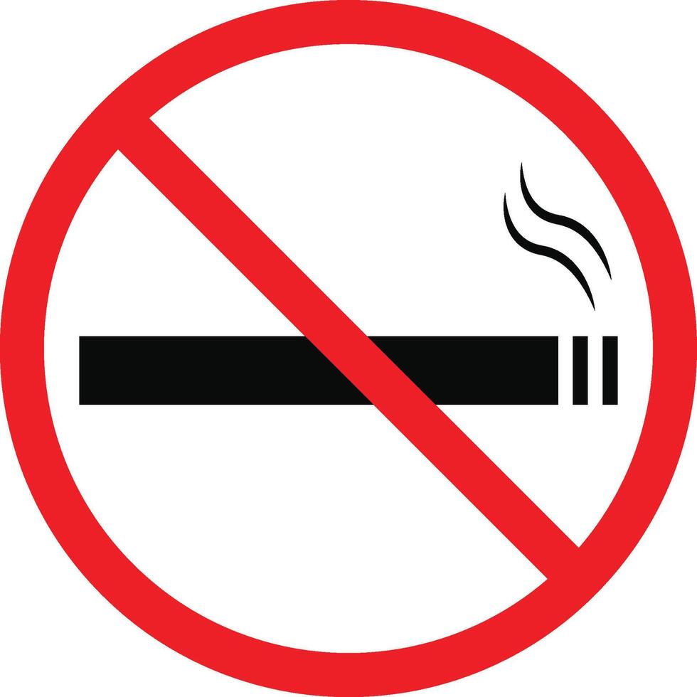 No smoking sign. Cigarette ban sign. Do not smoke warning icon. Smoking is forbidden label. Prohibition sticker for area places. vector