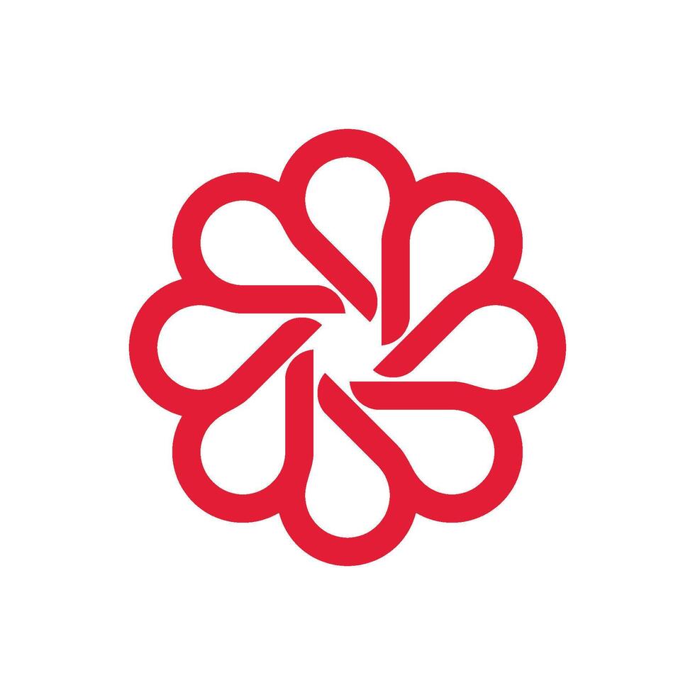 Red Ornamental Blossom Flower Logo Template Illustration Design. EPS 10. vector