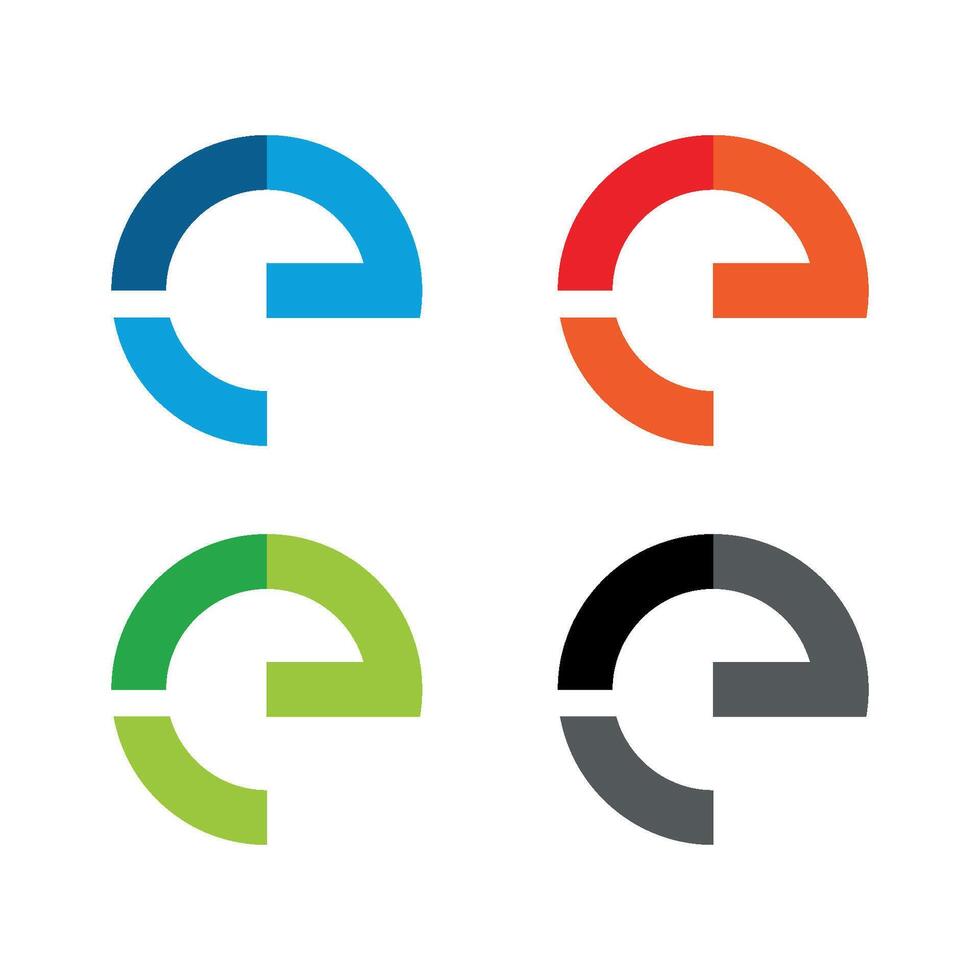 Set E Letter Logo Template Illustration Design. vector