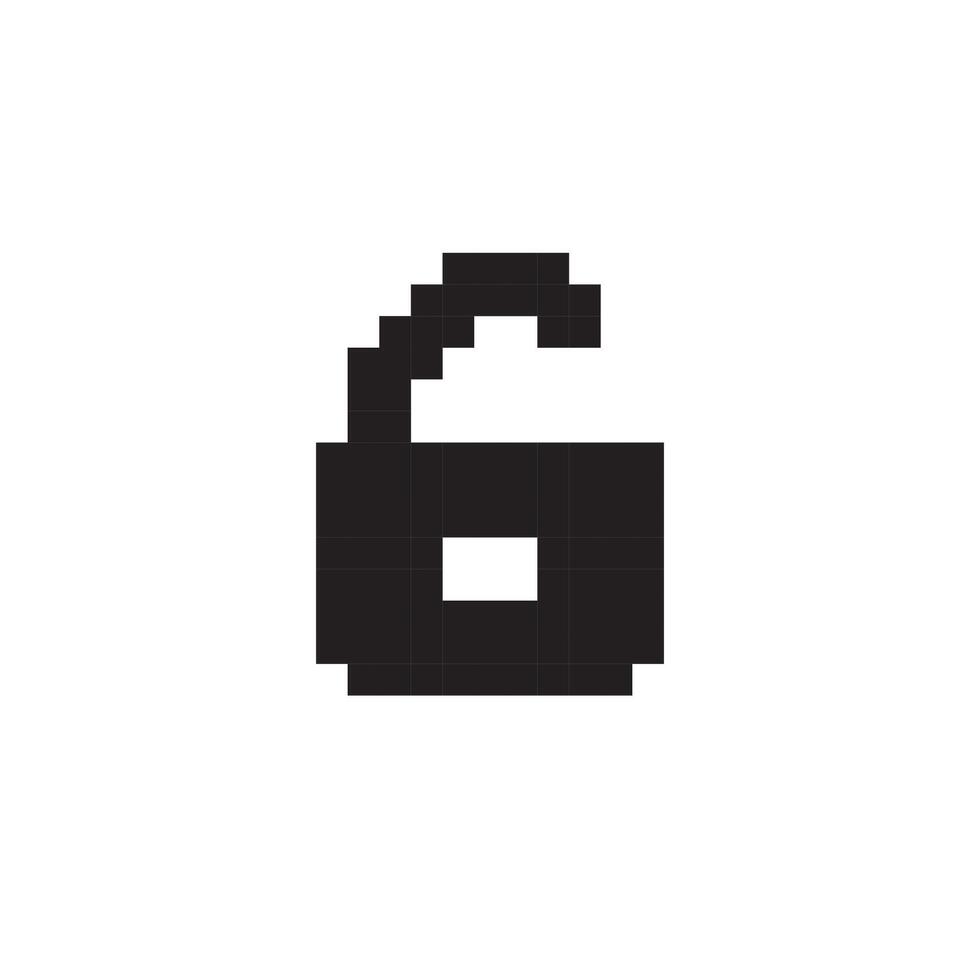 open padlock icon pixel art, vector