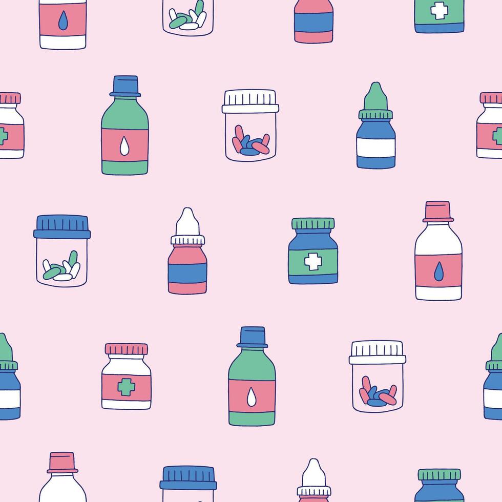 Collection of Medicine Seamless Pattern illustration for Print, Wallpaper, Decoration. vector