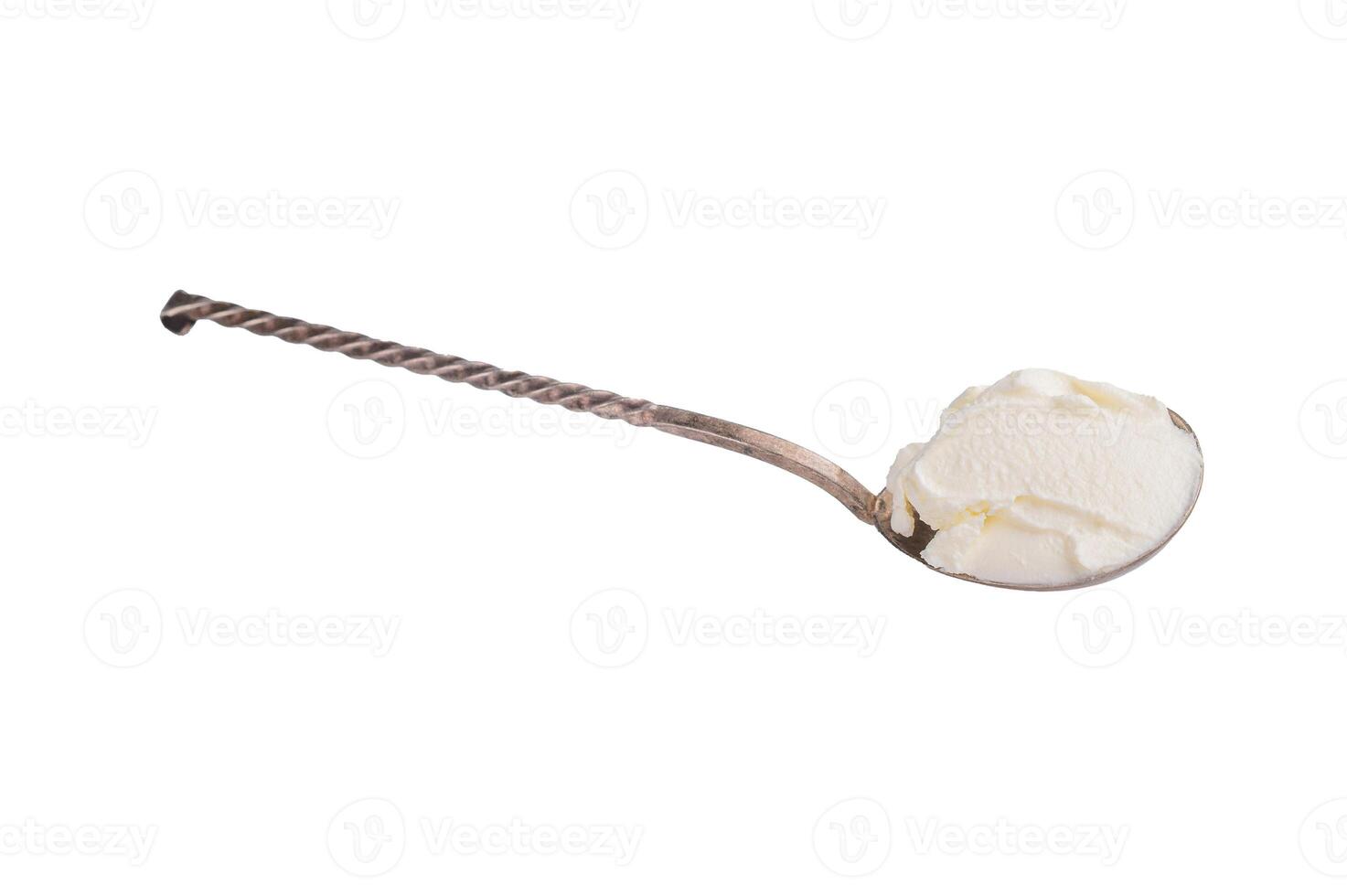 Italian Mascarpone cheese, cream cheese for tiramisu isolated on white background. top view photo