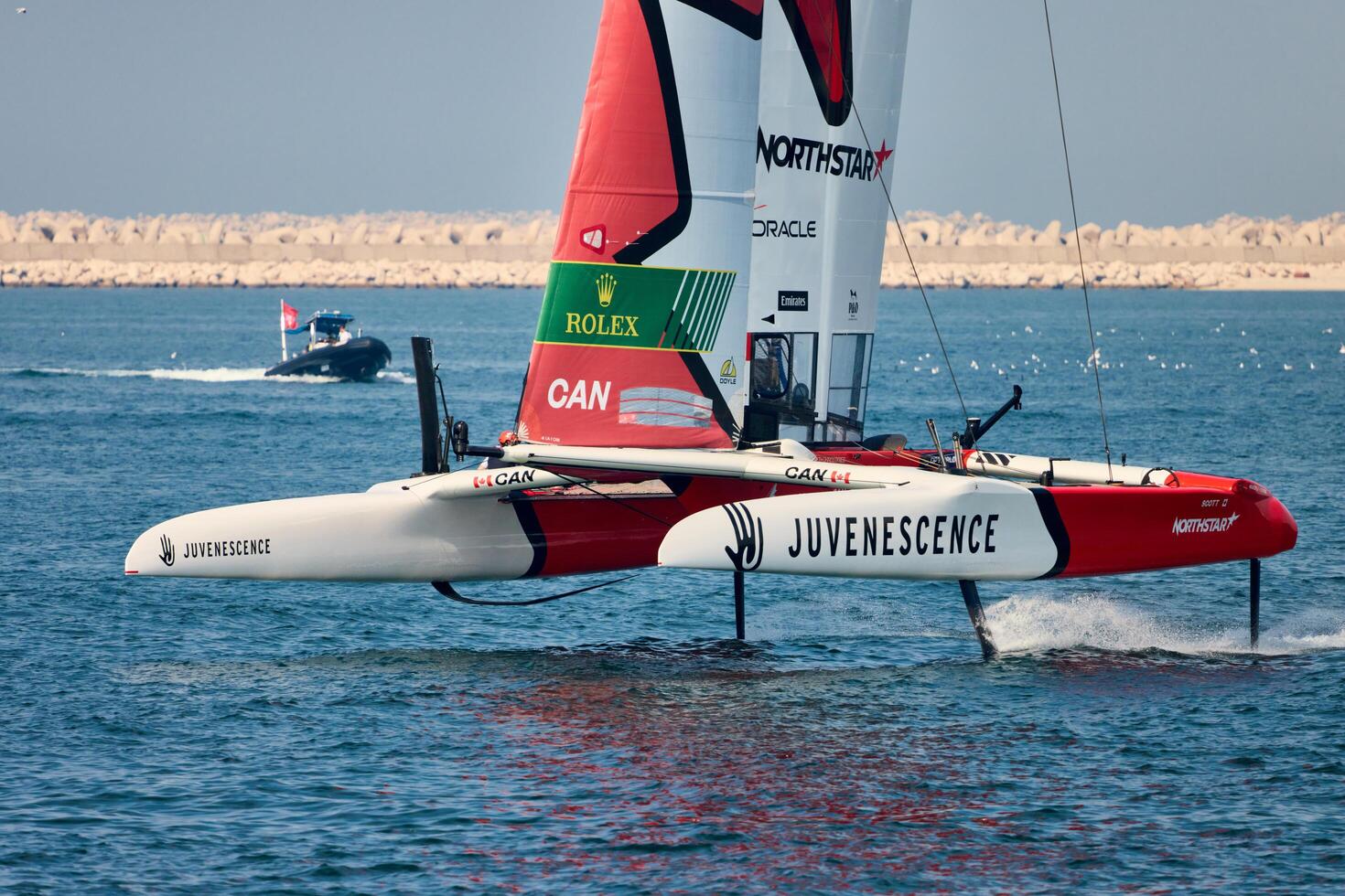 UAE, Dubai, 23 November 2024. Rolex Sail GP Grand Prix international sailing competition using high performance F50 foiling catamarans photo