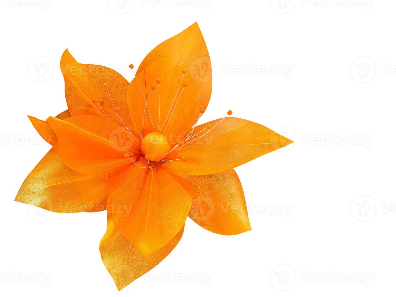Artificial flowers, orange, isolated on white background. photo