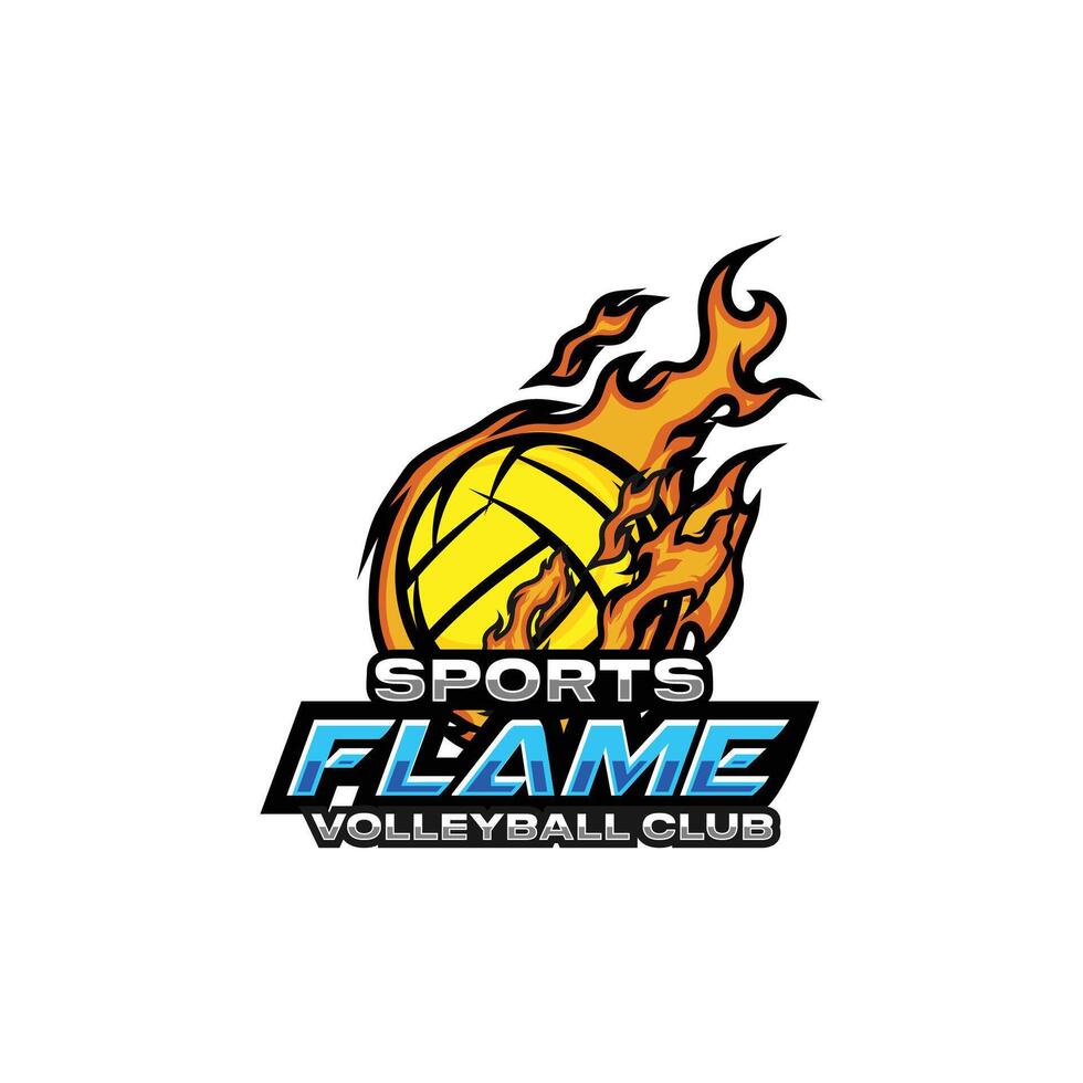 Volleyball onfire logo design Illustration vector