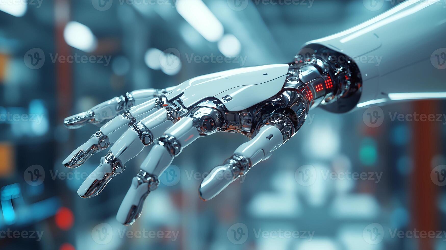 Advanced Robotic Hand in High-Tech Industrial Setting Representing AI and Automation photo