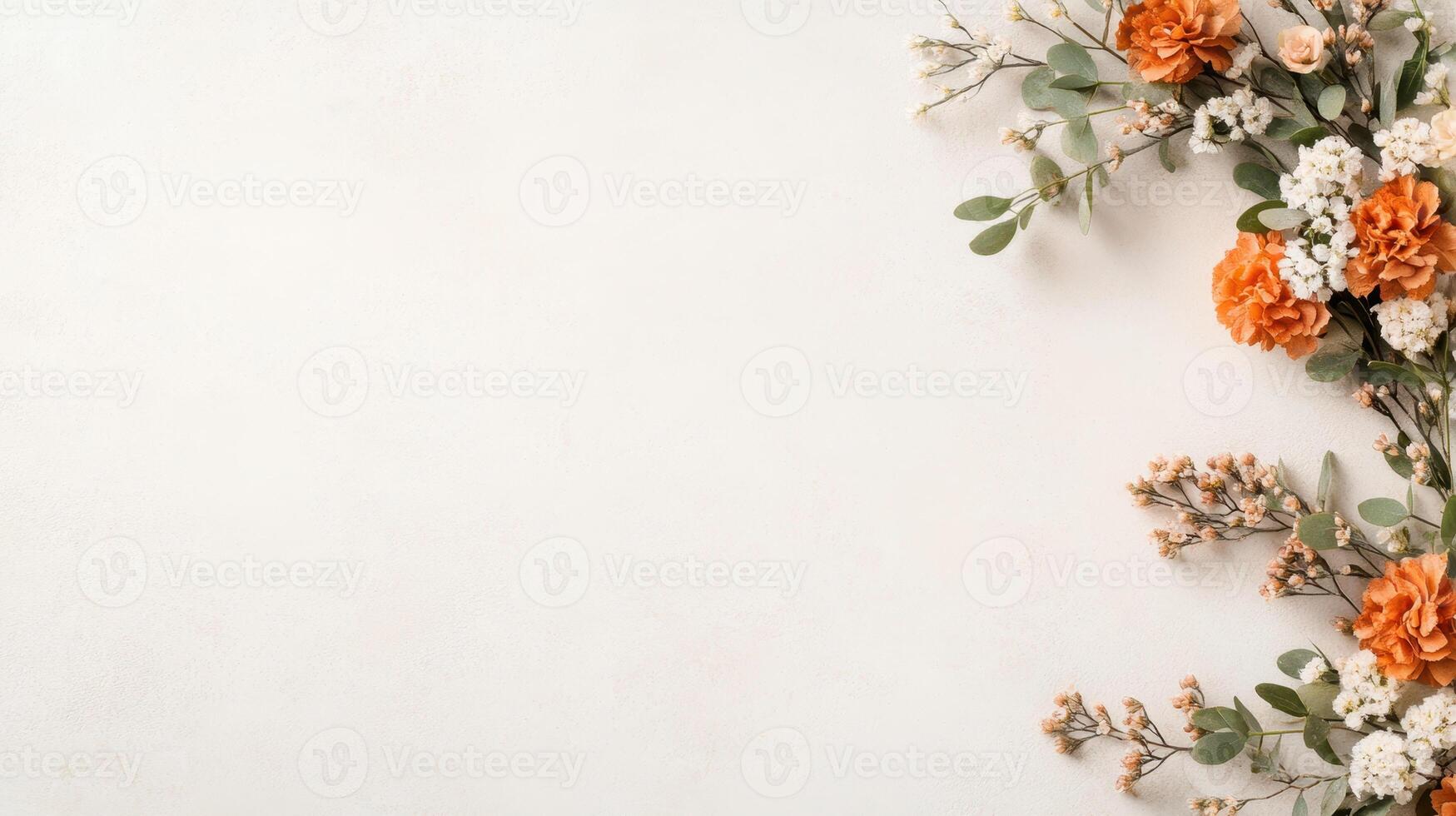 delicate floral arrangement featuring orange and white flowers on light background photo