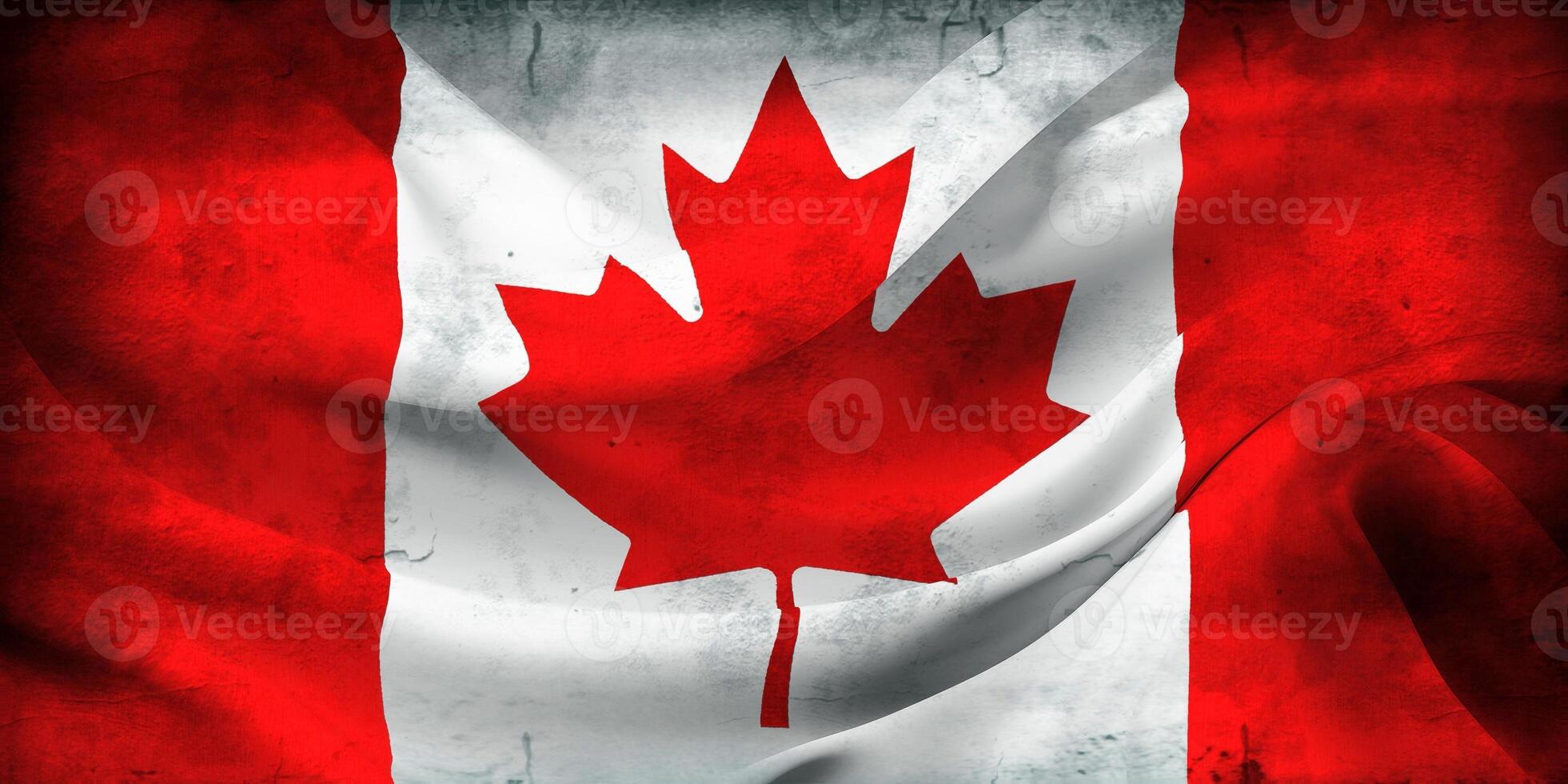 Vintage look Canada flag - realistic waving fabric flag photo