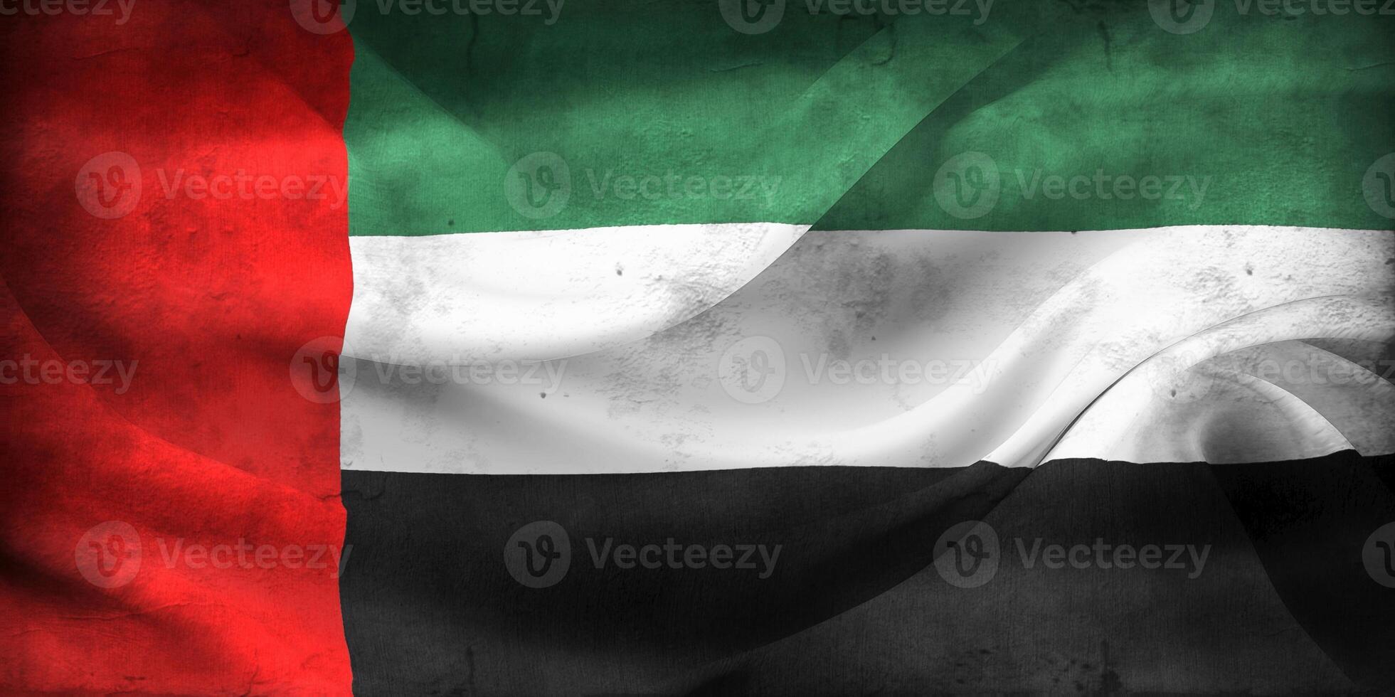 Vintage look united arab emirates flag - realistic waving fabric flag photo