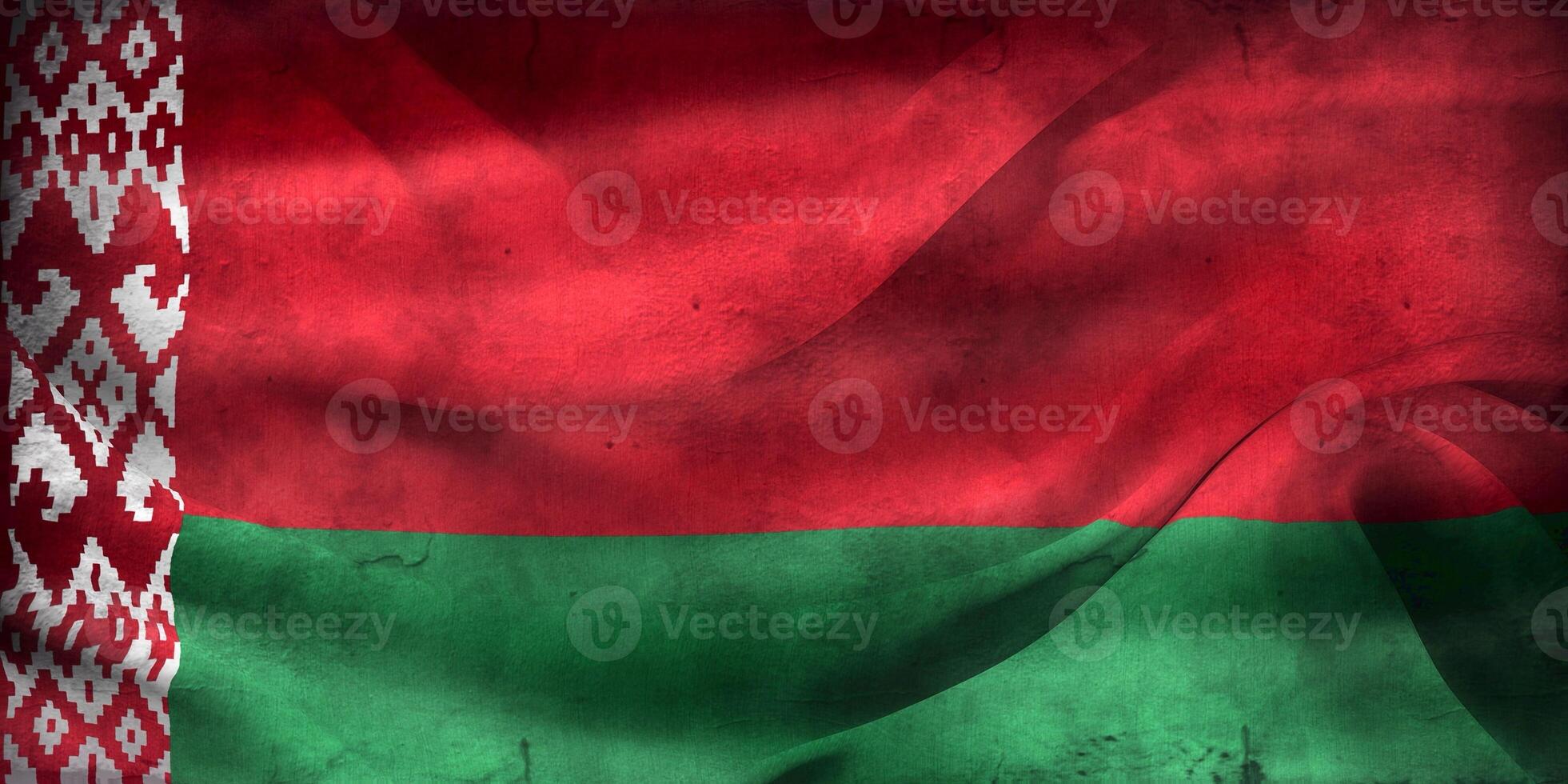 Vintage look Belarus flag - realistic waving fabric flag photo