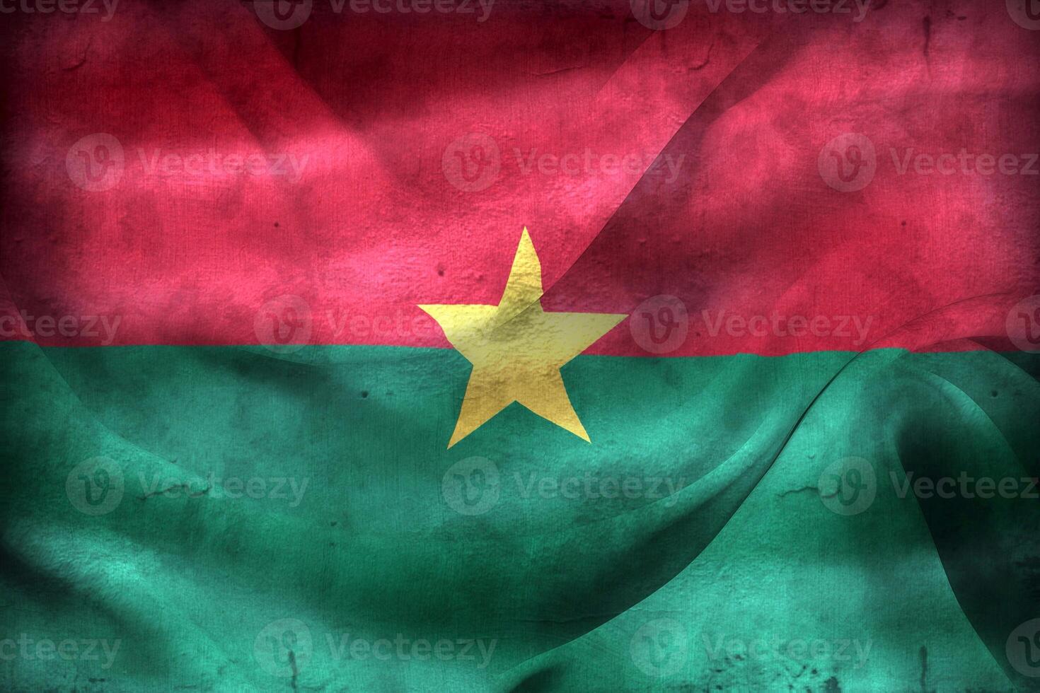 Vintage look Burkina Faso flag - realistic waving fabric flag photo