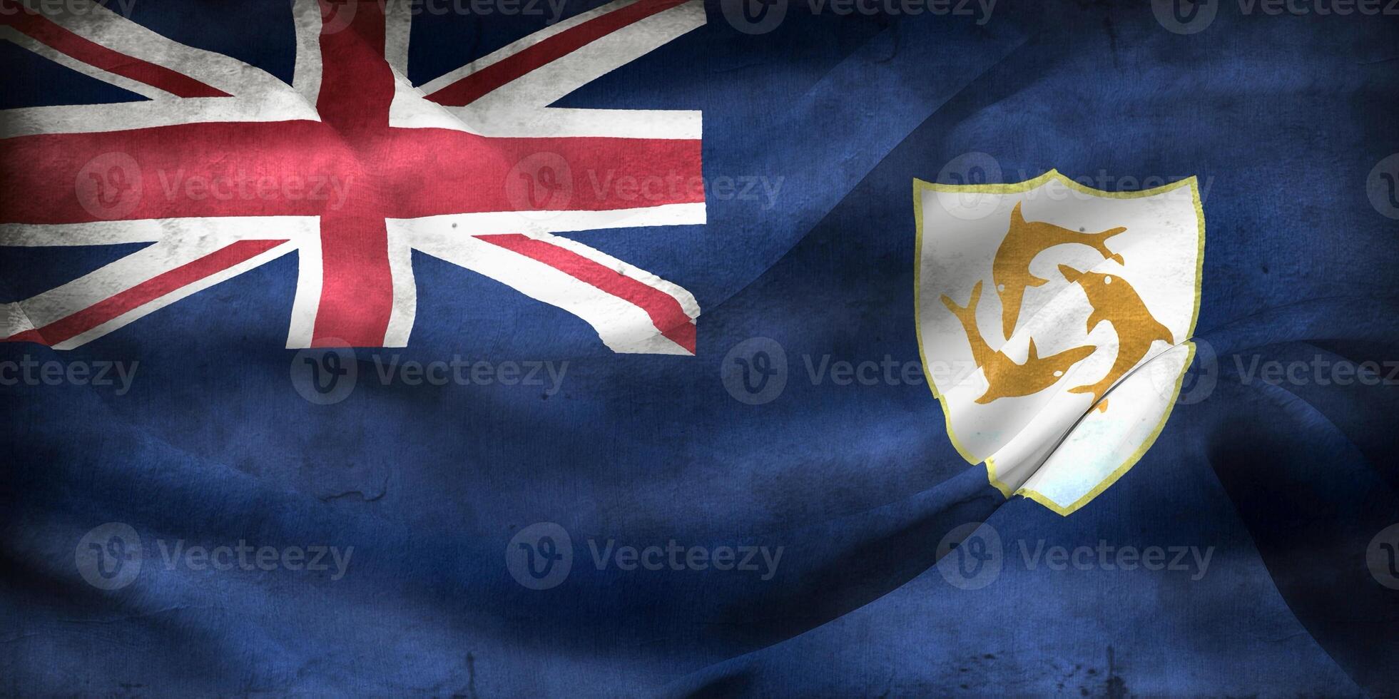 Vintage look Anguilla flag - realistic waving fabric flag photo