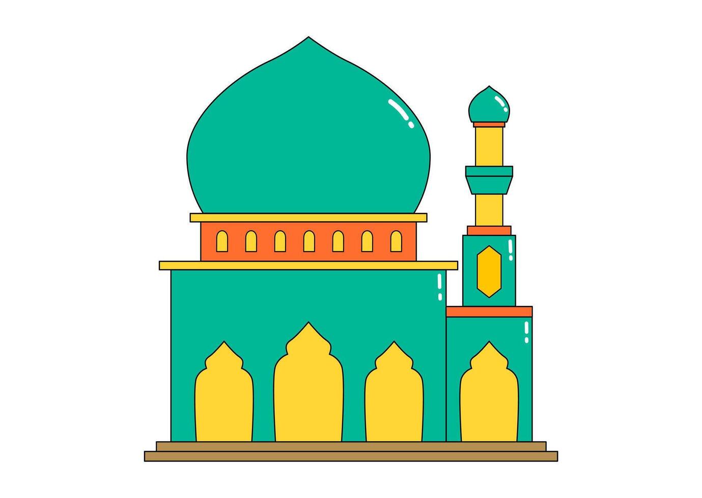 Bright and Colorful Mosque View vector
