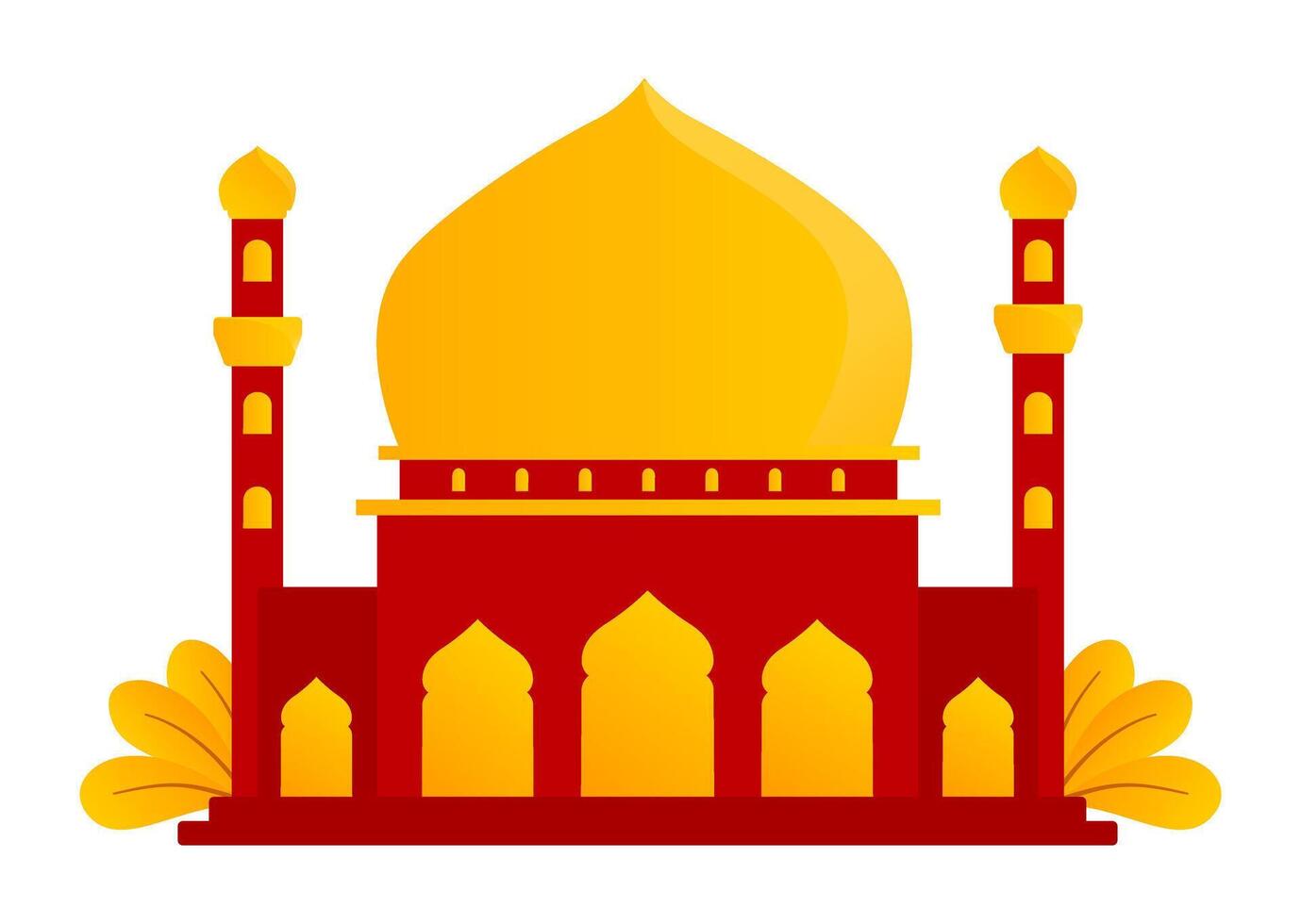 Gradient Iconic Islamic Mosque Drawing vector
