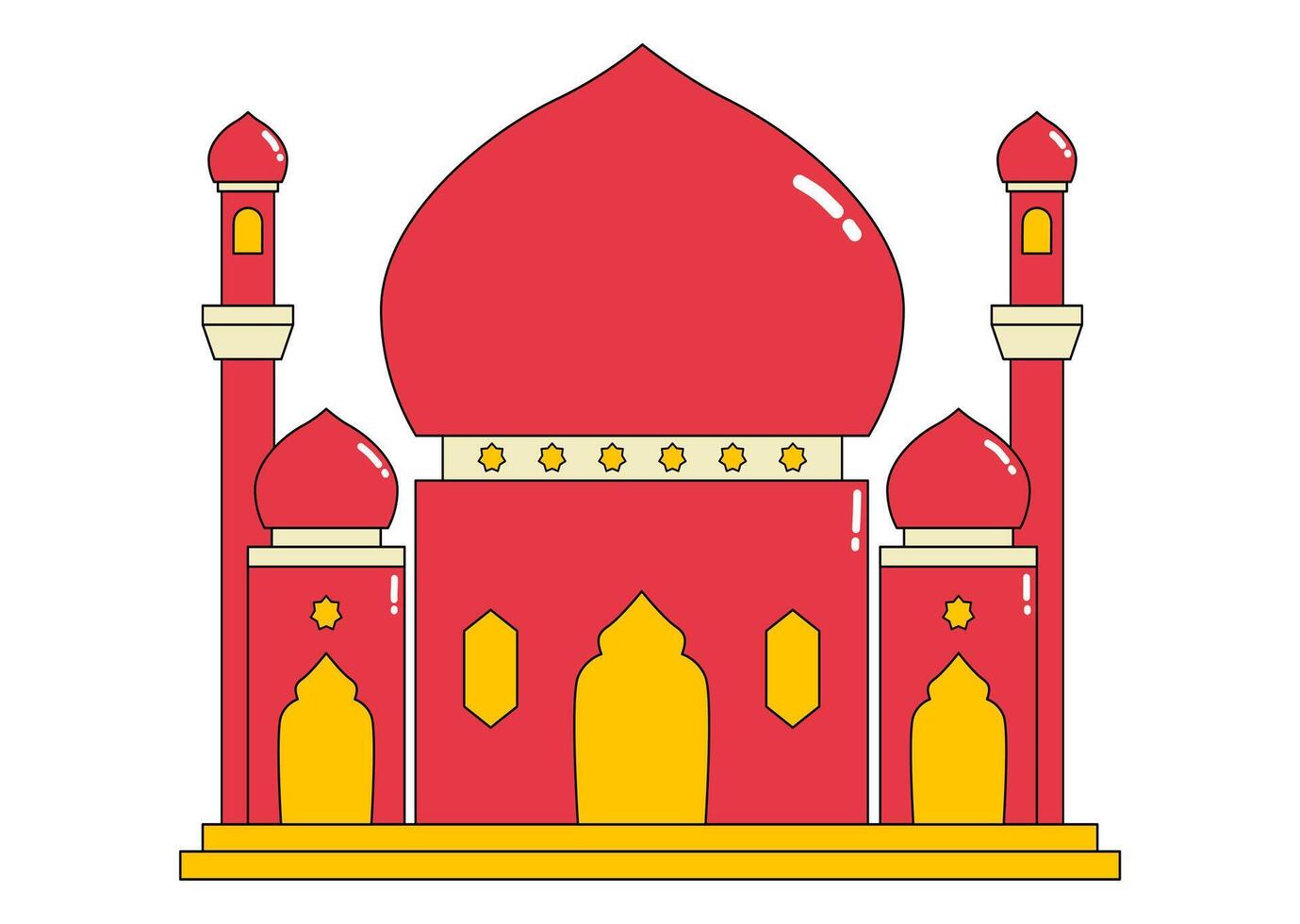 Red and Yellow Mosque Illustration vector