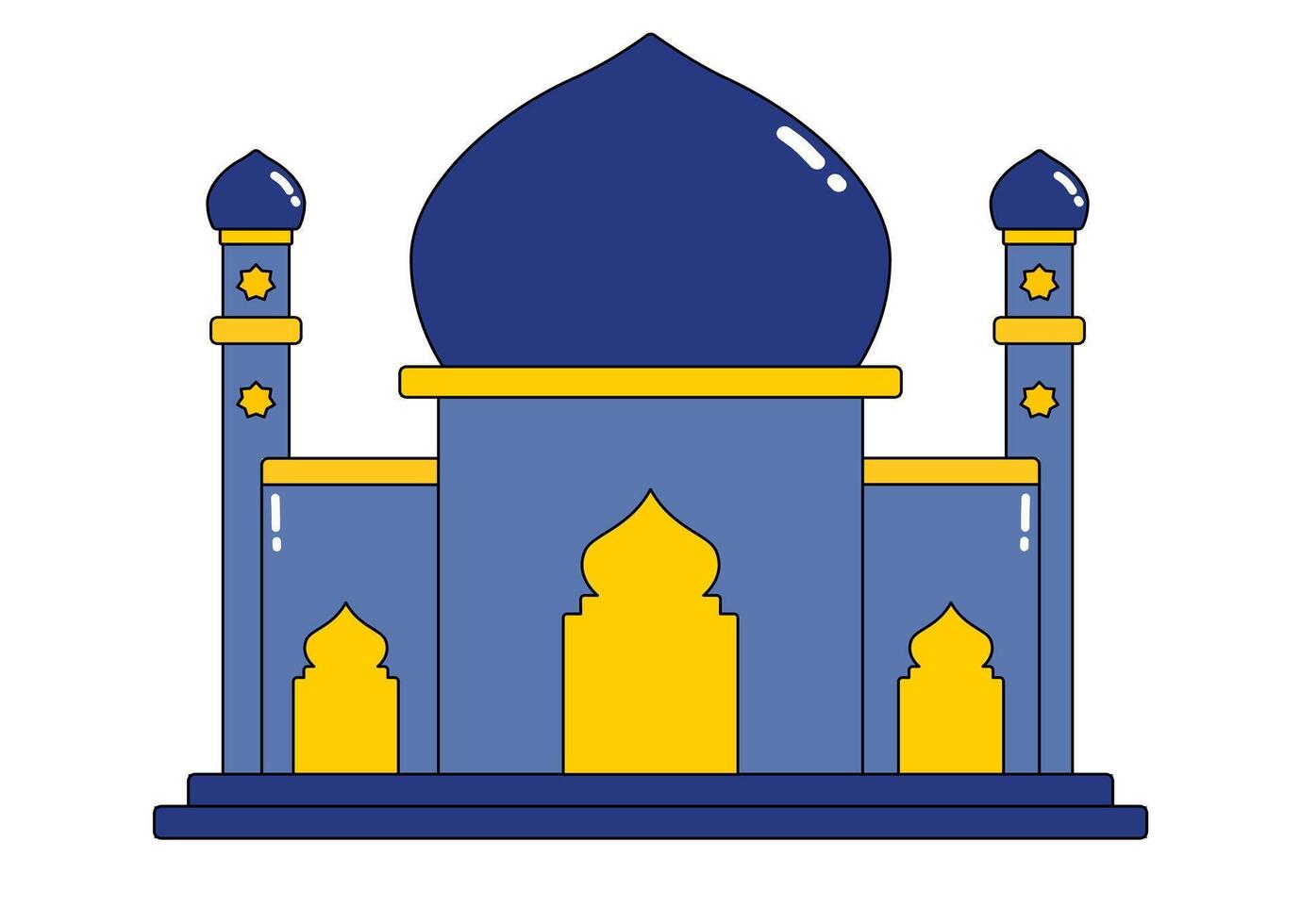 Detailed Mosque Illustration with Minarets vector
