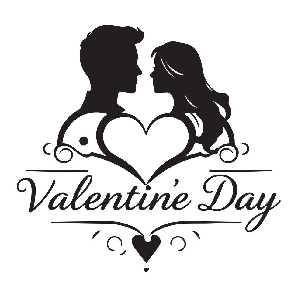 Valentine's day typography with a man and woman vector