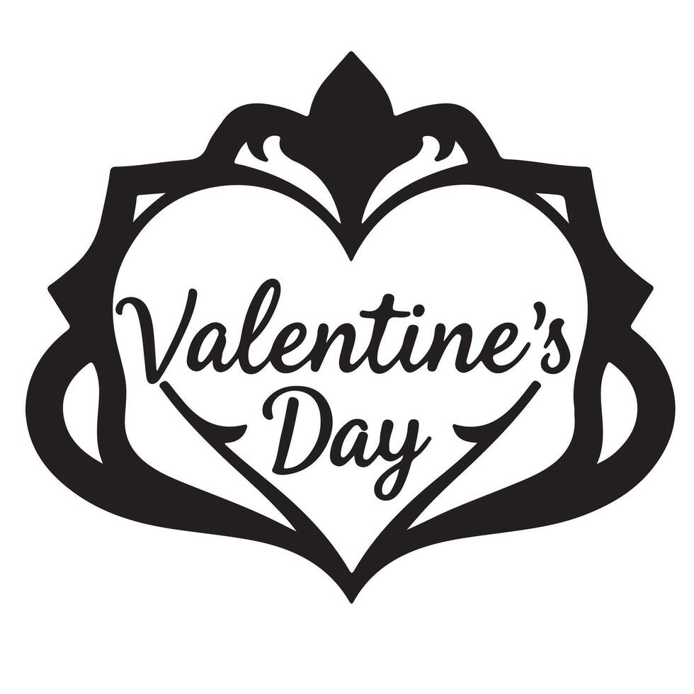 Valentine's day logo with a heart and a crown vector