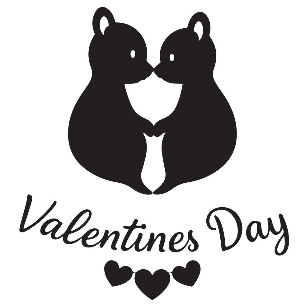 Valentine's day typography logo with two bears vector