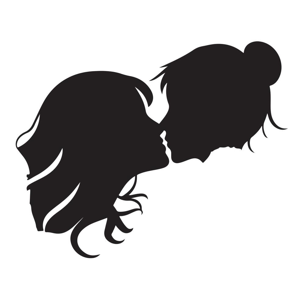 Silhouette design of a woman kissing a man vector
