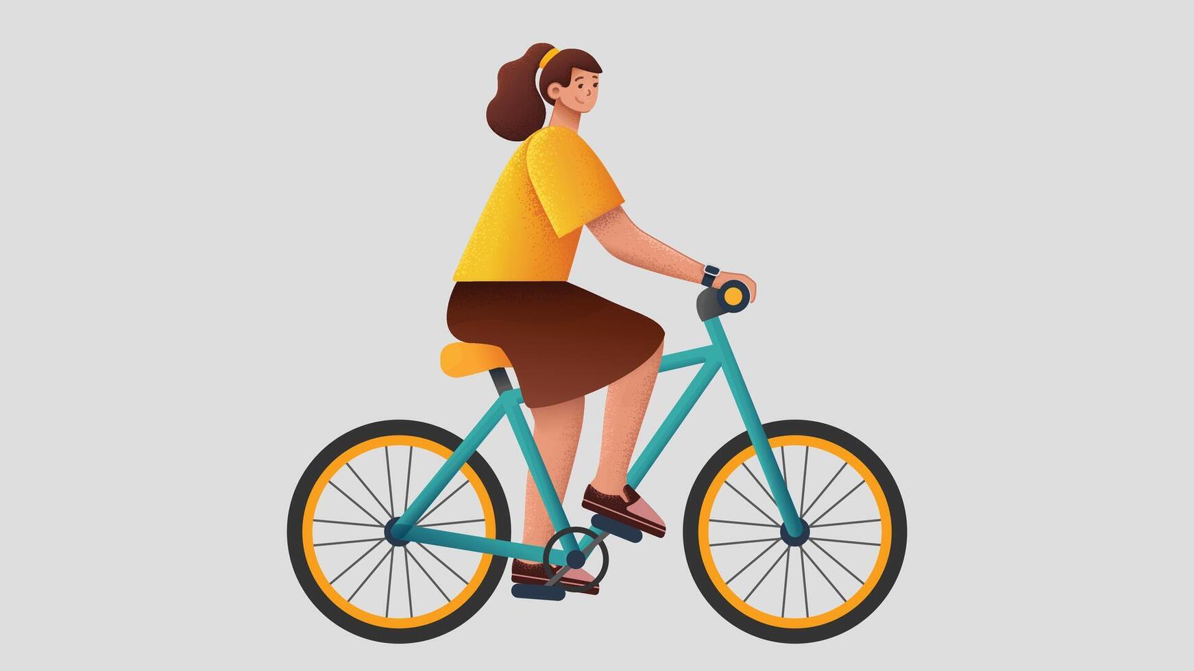 woman with a bicycle isolated illustration vector