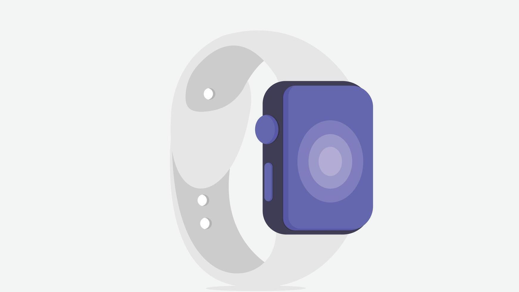 A stylized illustration of a smartwatch with a purple display. vector