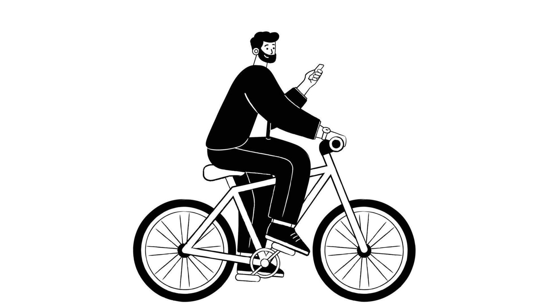 Man riding a bicycle duo tone illustration vector