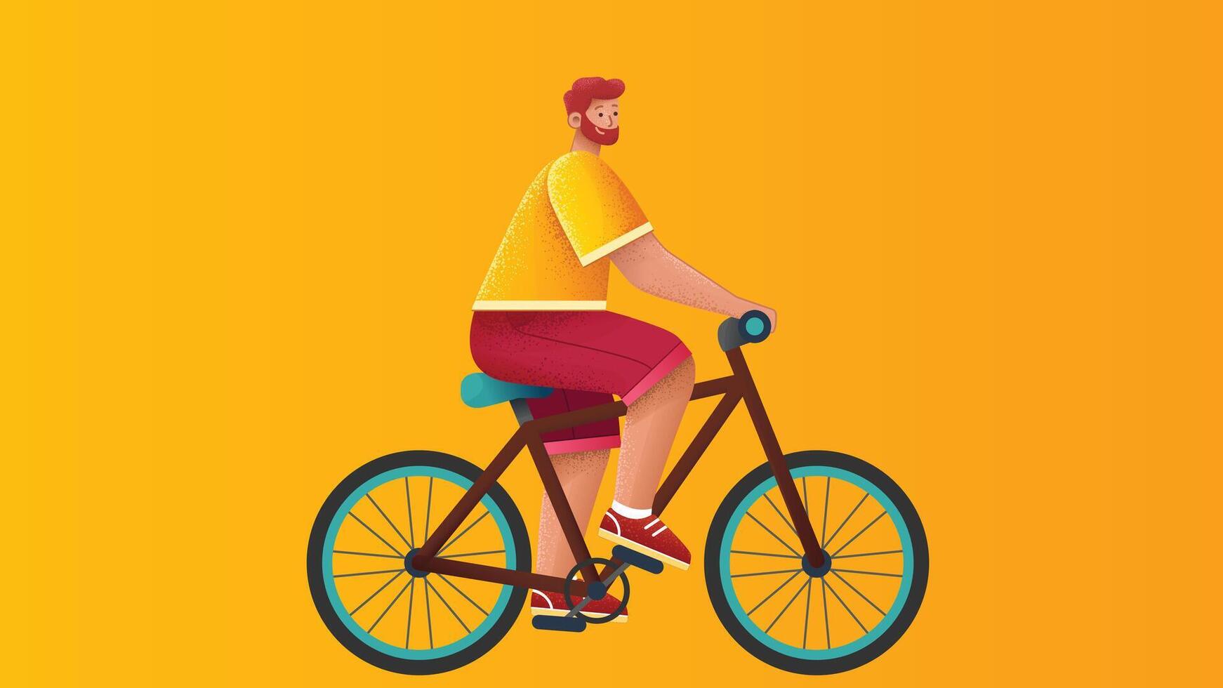 boy riding a bicycle in the garden in summer vector