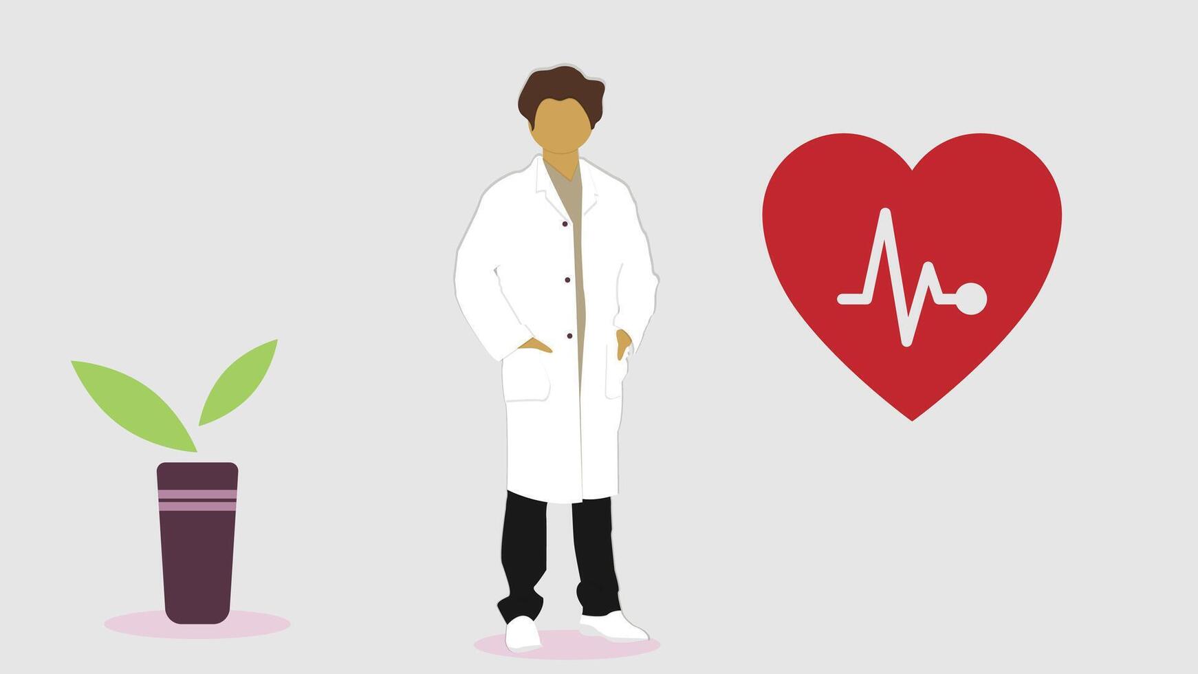 doctor character with heart flat design vector