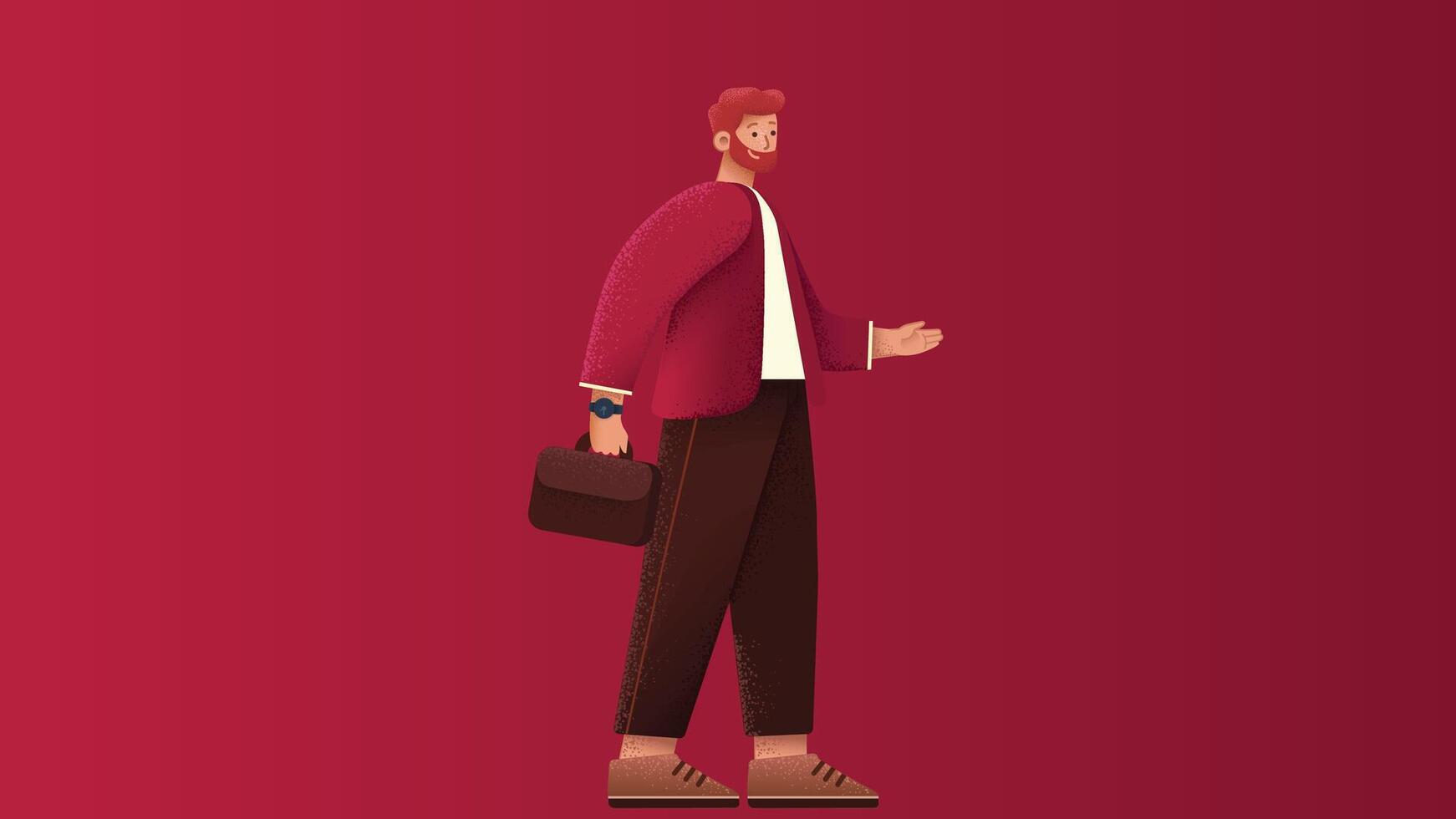 Man going to work standing isolated illustration vector