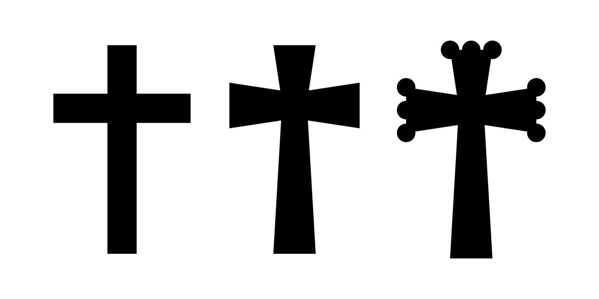 Collection of black silhouette Christian crosses vector