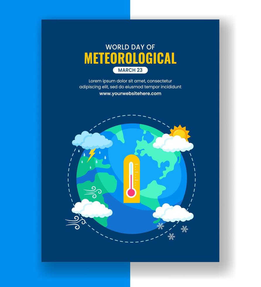 World Meteorological Day Flat Cartoon Design for Vertical Poster Templates vector