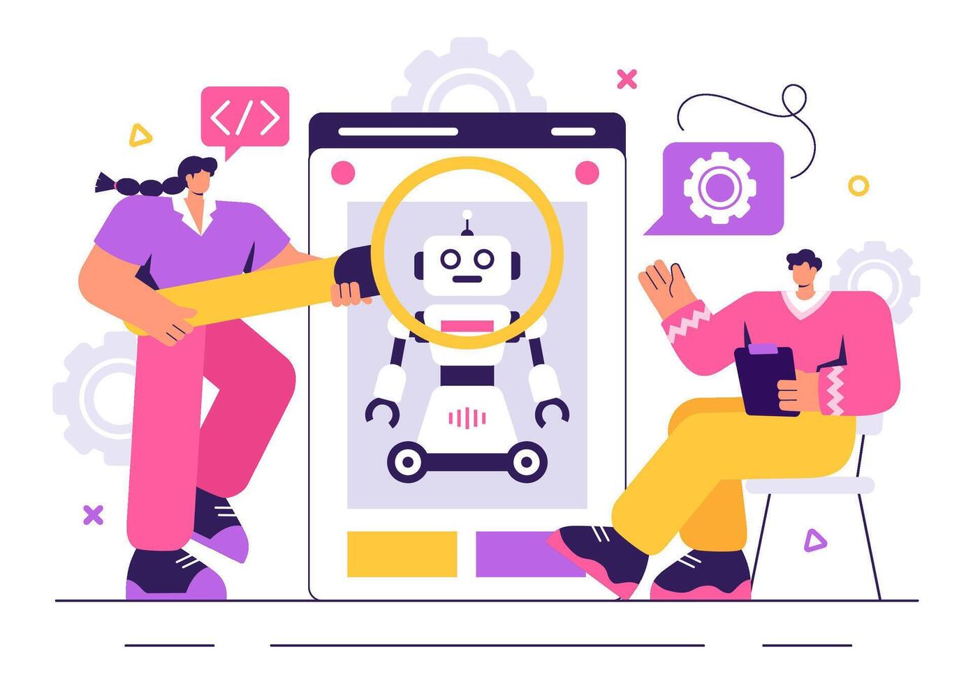 Illustration of an AI Robot Processing Digital Data for Programming and ...