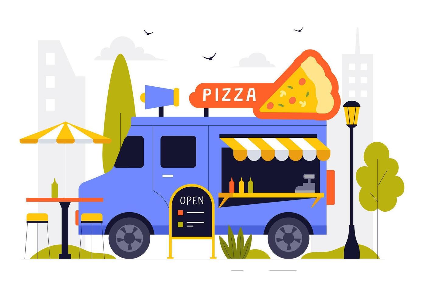 Street Food Fair Illustration with People Enjoying Snacks in an Outdoor Marketplace vector