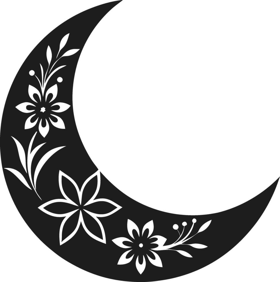 Floral Crescent Moon Silhouette Design vector