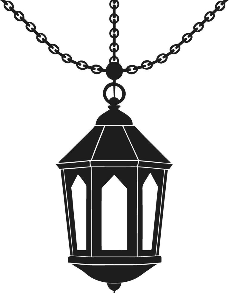 Silhouette of Hanging Lantern with Chain Illustration vector