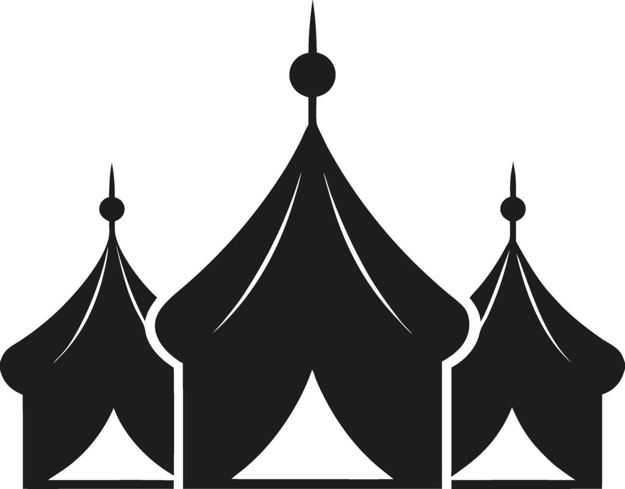 Elegant Black Silhouette of a Tent Trio - Festival and Event Icon vector