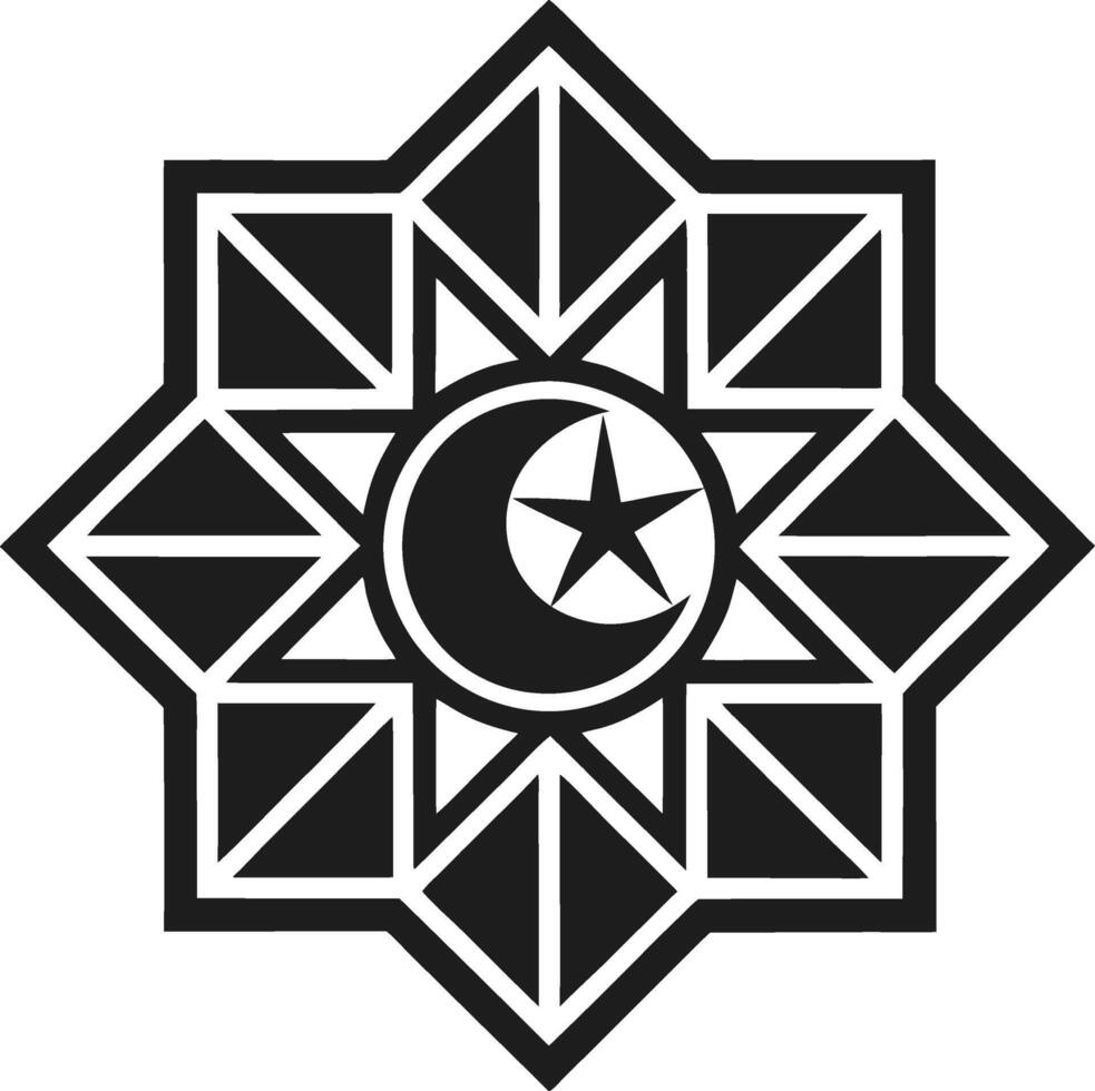 Islamic Geometric Star Design with Crescent and Star vector