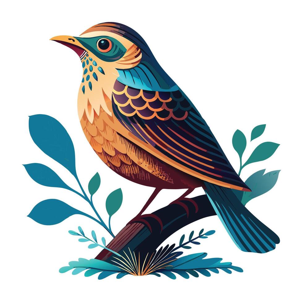 a colorful bird sitting on a branch vector